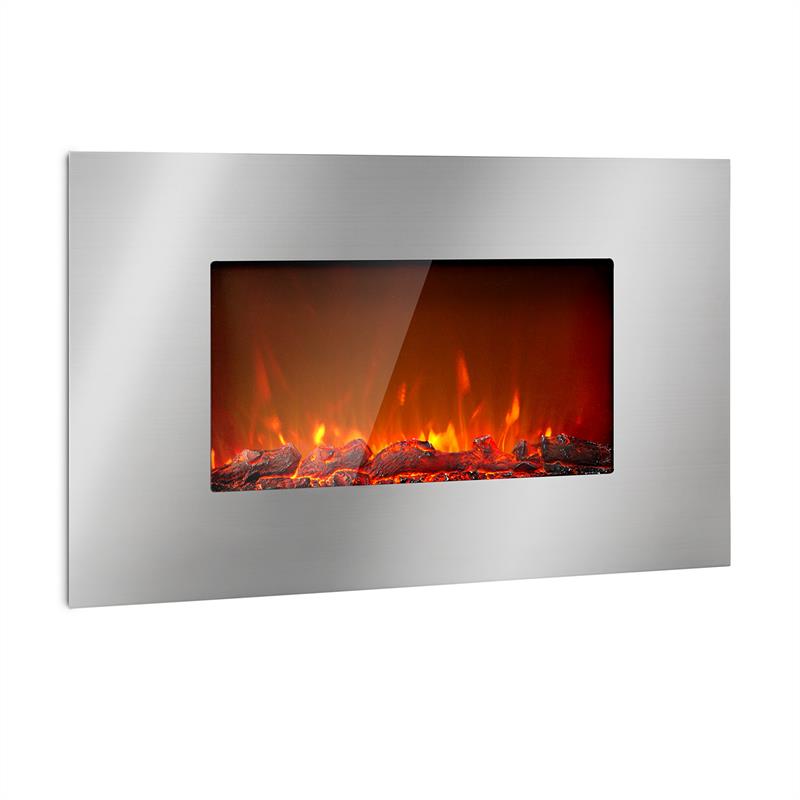 Lausanne Luxe Elektrischer Kamin 2000W 2 Heizstufen 90 cm Edelstahl - Bild 1