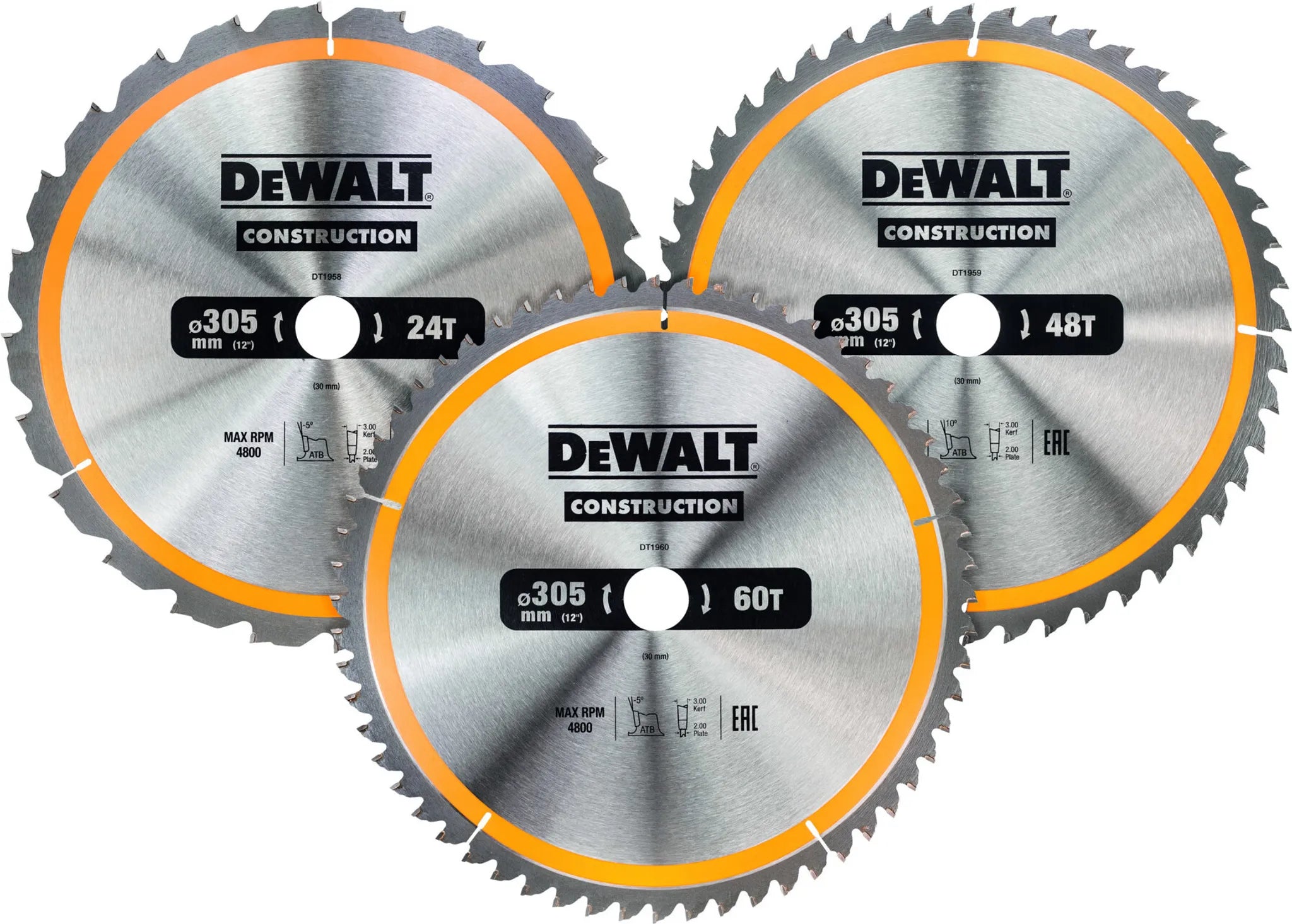 DeWalt Kreiss&auml;geblatt-Set 305 x 30 mm 3-tlg. 