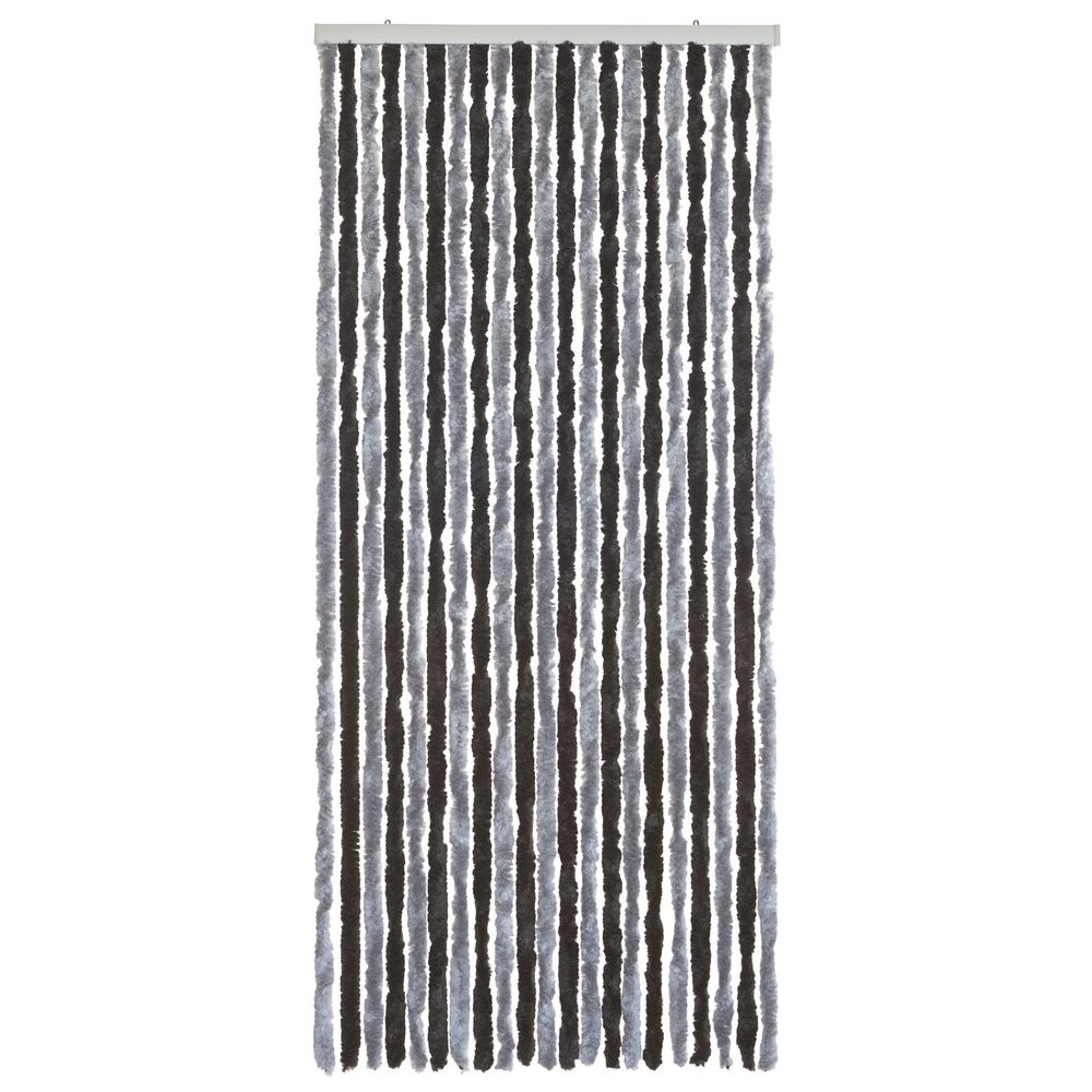 Flauschvorhang weiß grau aus Chenille 90 x 220 cm Camping Caravan Tür- Vorhang