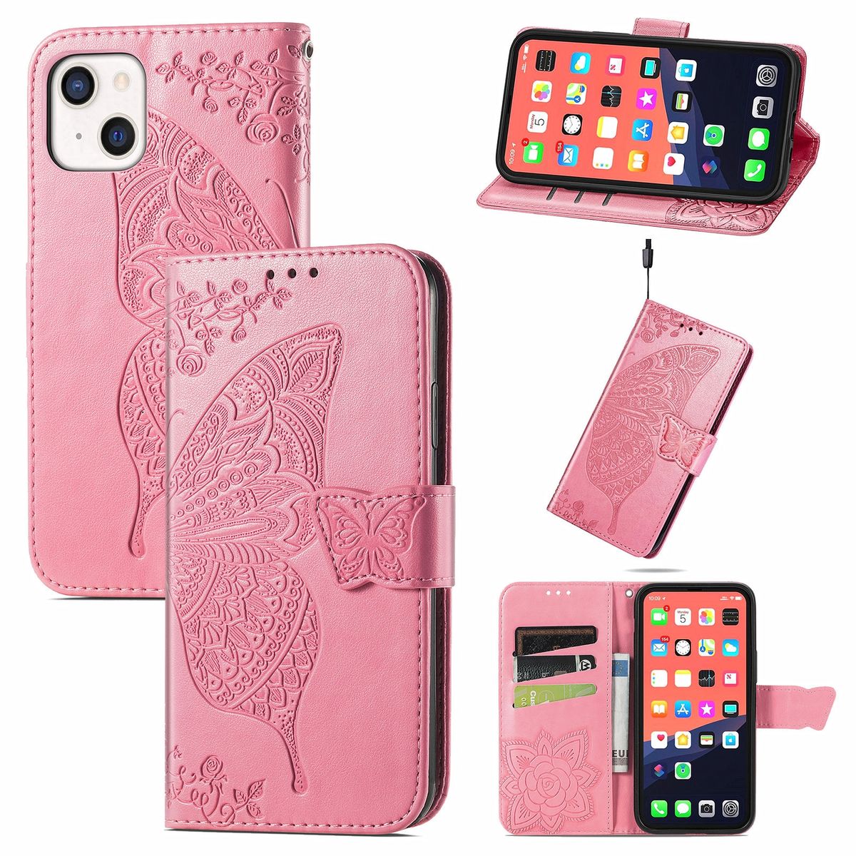H&uuml;lle Handy Schutz f&uuml;r Apple iPhone 13 mini Case Cover Tasche Etuis Bumper Rosa 