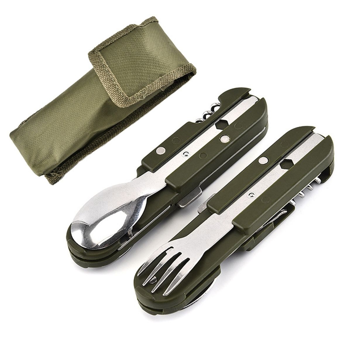 Campingbesteck Outdoorbesteck Bundeswehrbesteck Feldbesteck Faltbar Edelstahl - Bild 1