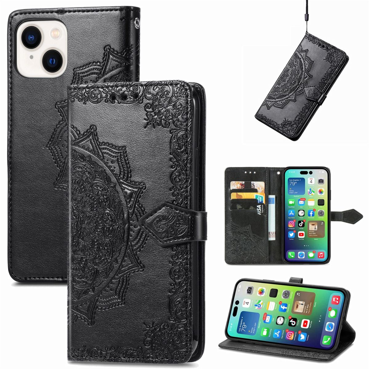 H&uuml;lle Handy Schutz f&uuml;r Apple iPhone 15 Plus Case Cover Klapp Tasche Wallet Etuis - Bild 1