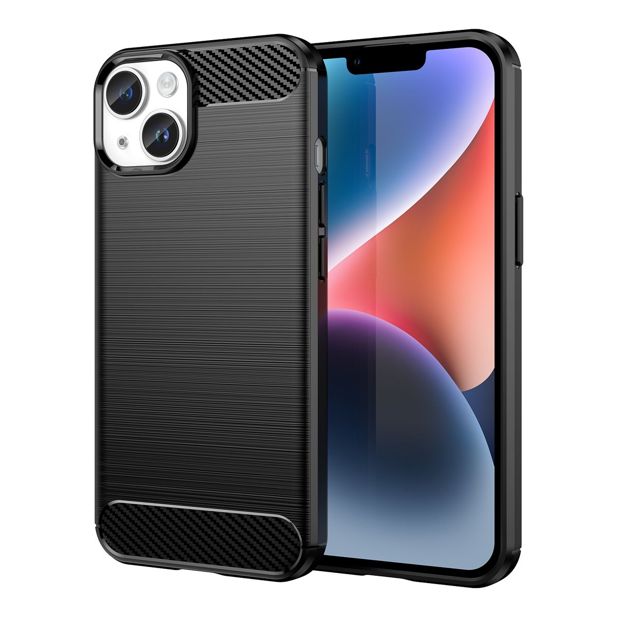 H&uuml;lle Handy Schutz f&uuml;r Apple iPhone 15 Plus Case Cover Tasche Etui Carbon Bumper - Bild 1