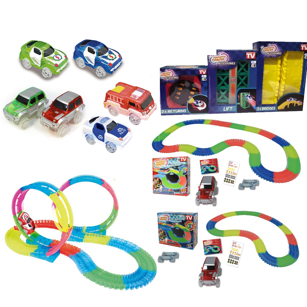 Fantastic Tracks® Autorennbahn Rennstrecke 516 Teile Fantastic Tracks Mega Set