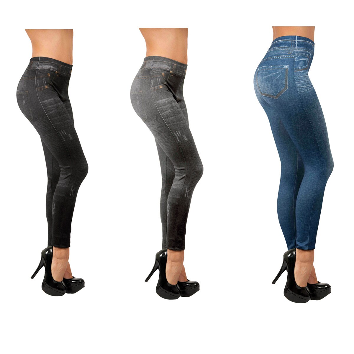Comfortisse&reg; Jeggings - Leggings 3er Set mit Taschen Slim Jeggings 