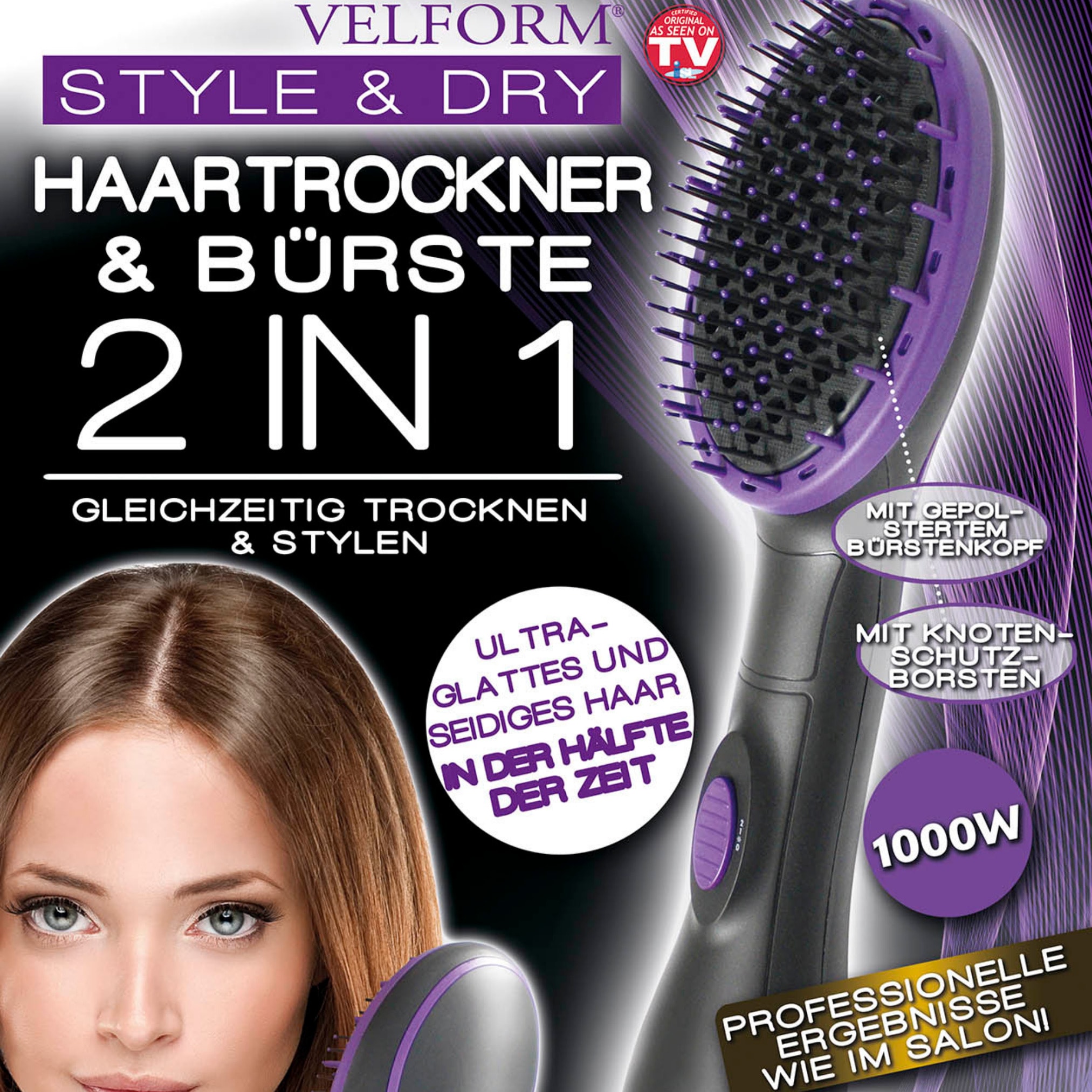 2 Stück 9-reihige Haarbürsten – Aus Nylonborsten, Für Styling, Entwirren & Föhnen, Abnehmbar Zum Reinigen