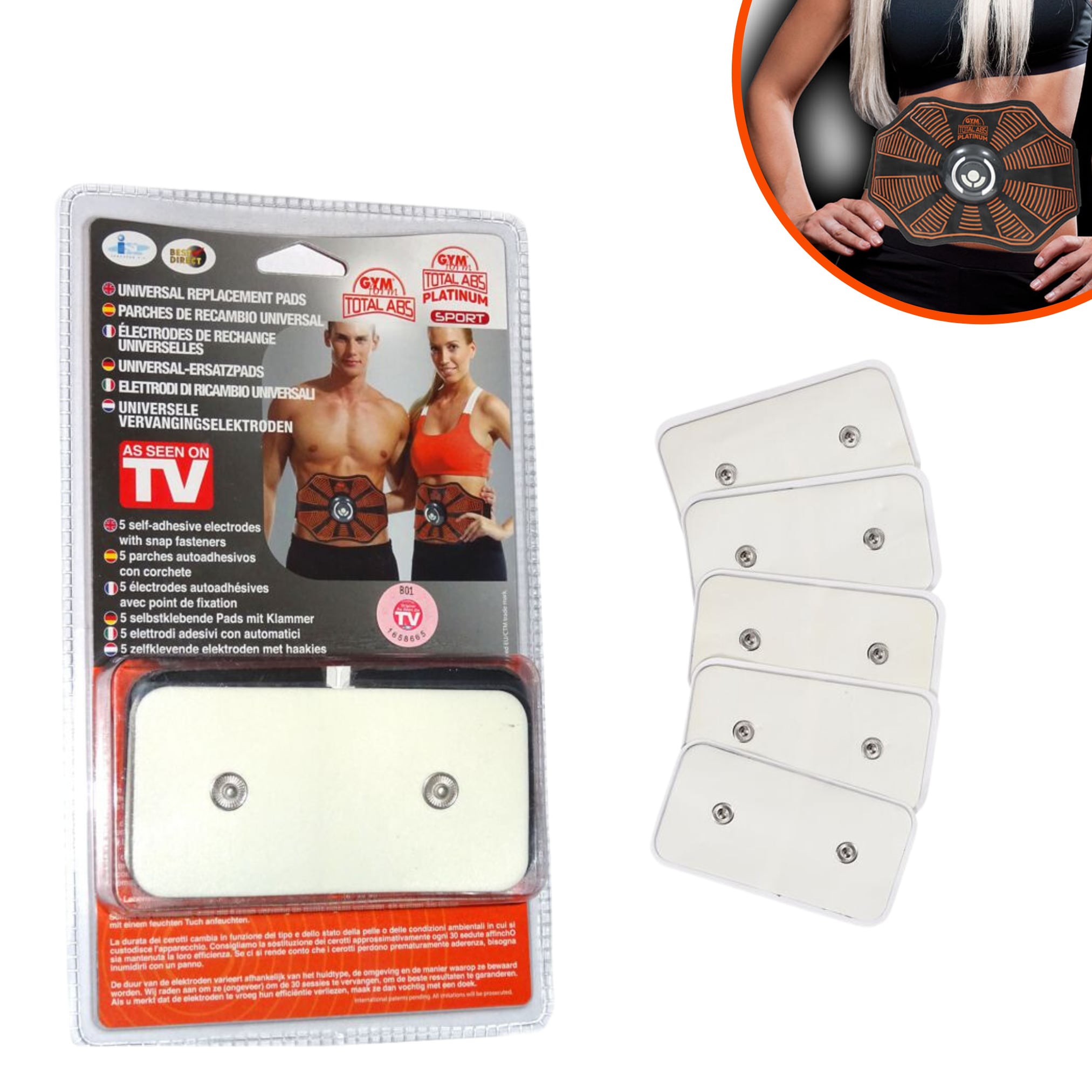 Gymform&reg; Ersatzpads - Pads f&uuml;r EMS Bauchmuskeltrainer, G&uuml;rtel Total Abs Platinum 