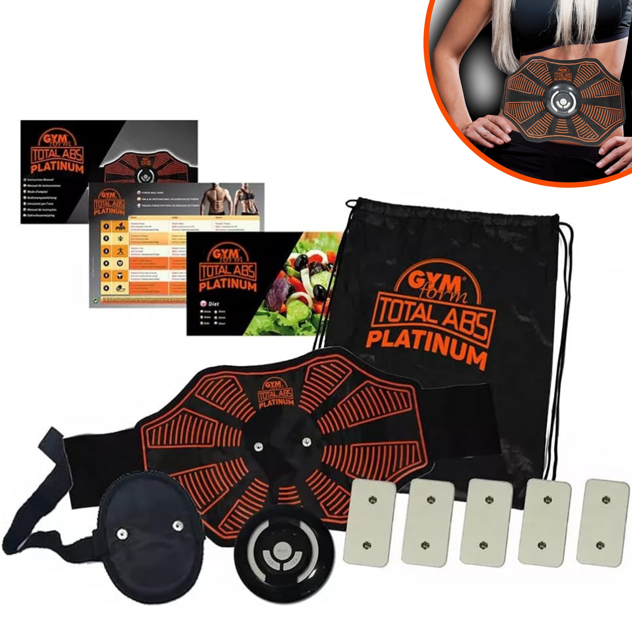 Gymform&reg; EMS Bauchmuskeltrainer - G&uuml;rtel Trainer elektrisch Total Abs Platinum 