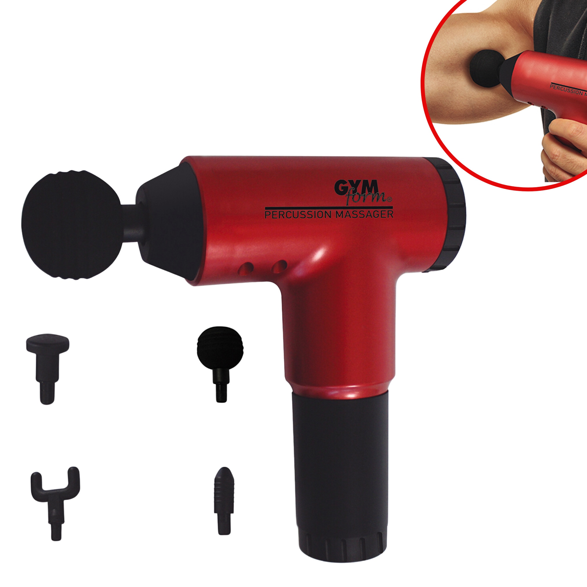 Gymform&reg; Massagepistole Massage Gun mit 4 Massagek&ouml;pfen Percussion Massager 