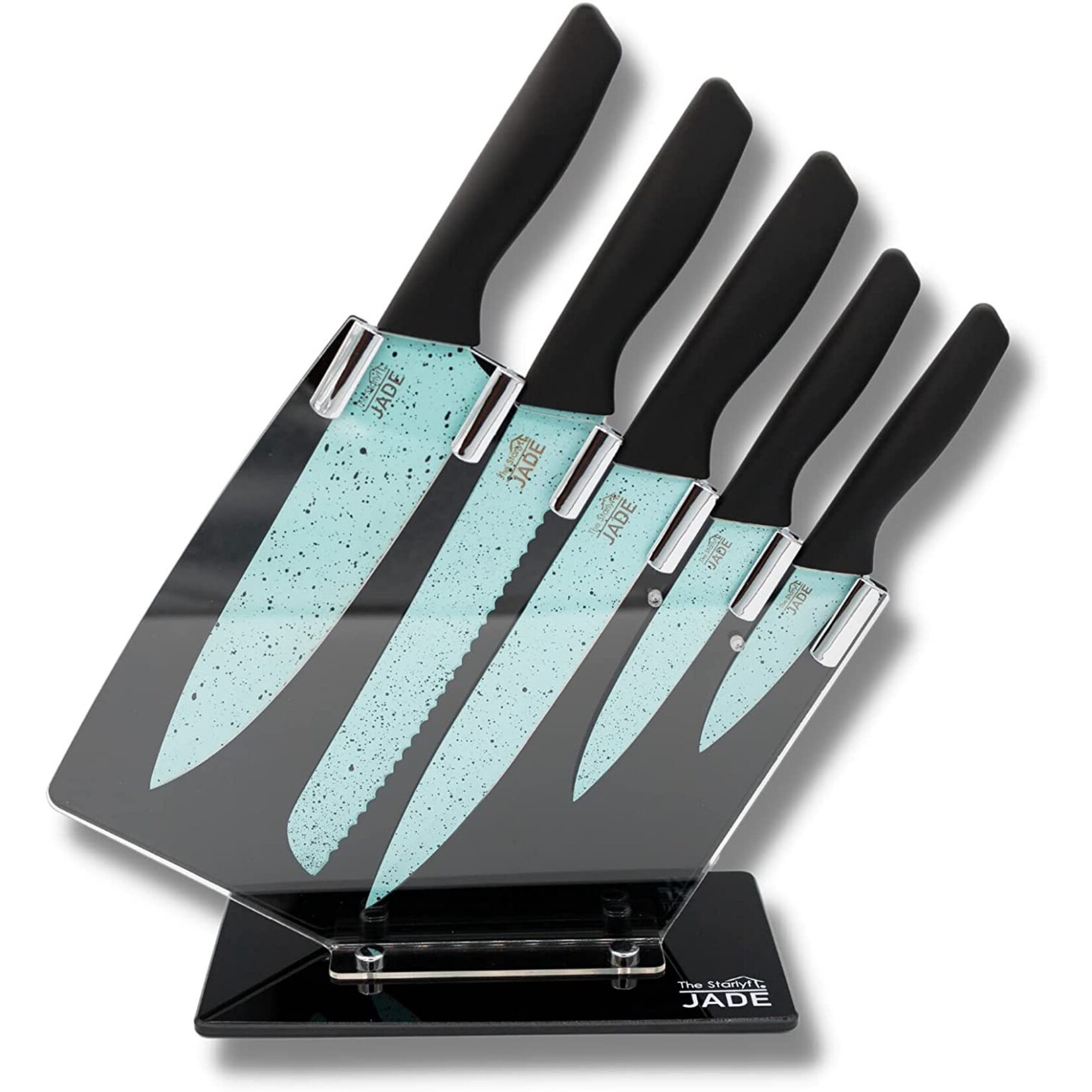® Messerset 6-tlg. mit Acryl Messerständer Jade Knife Series + Stand
