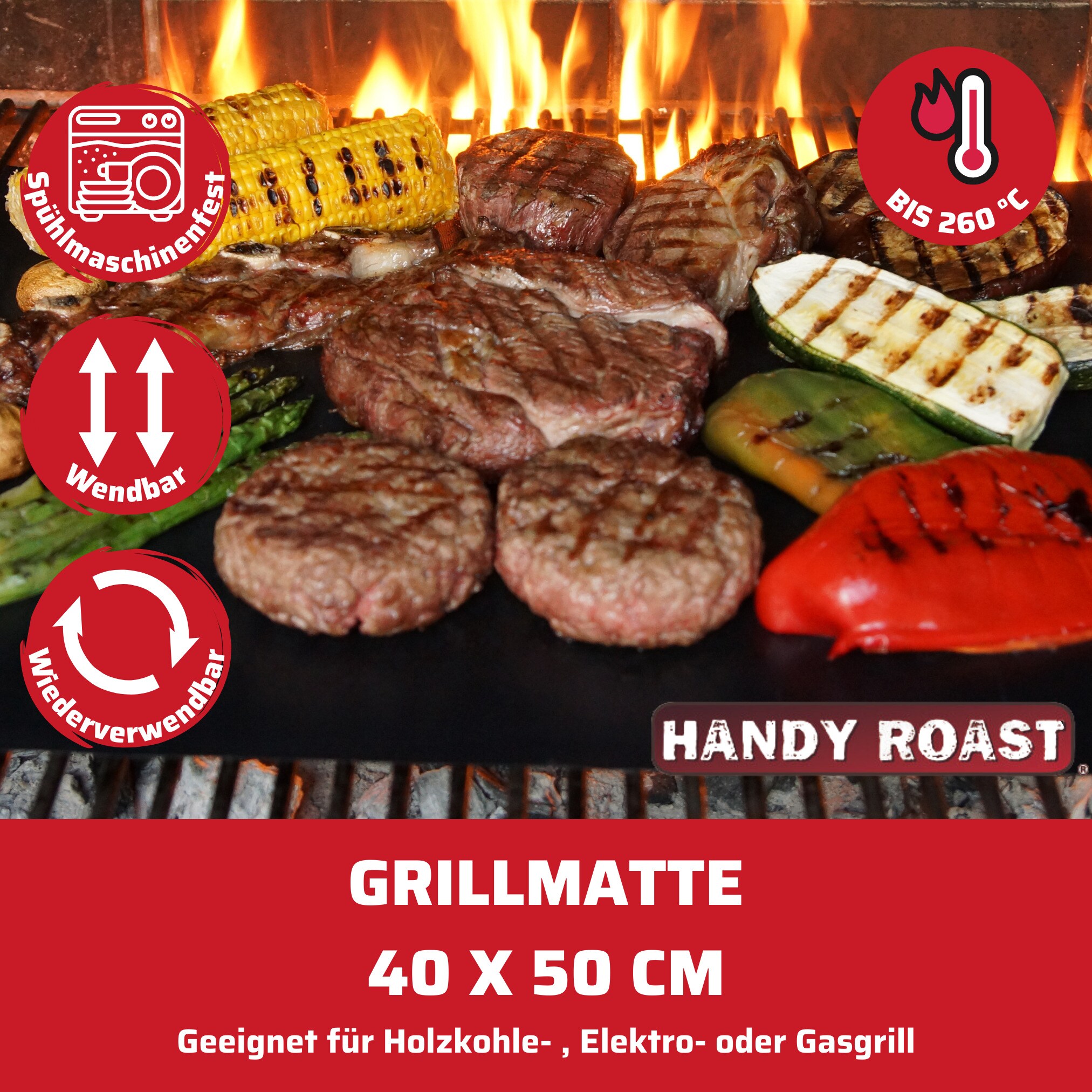 SIEBOLD BBQ Grillmatte 7er Set – Wiederverwendbar, Antihaft, Hitzebeständig (rund, 23 Cm)