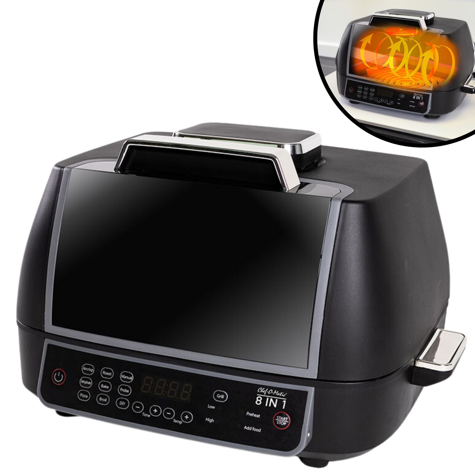 ® Multikocher - Heißluftfritteuse - Mini Backofen - Grill Ofen Chef O Matic 8 in 1