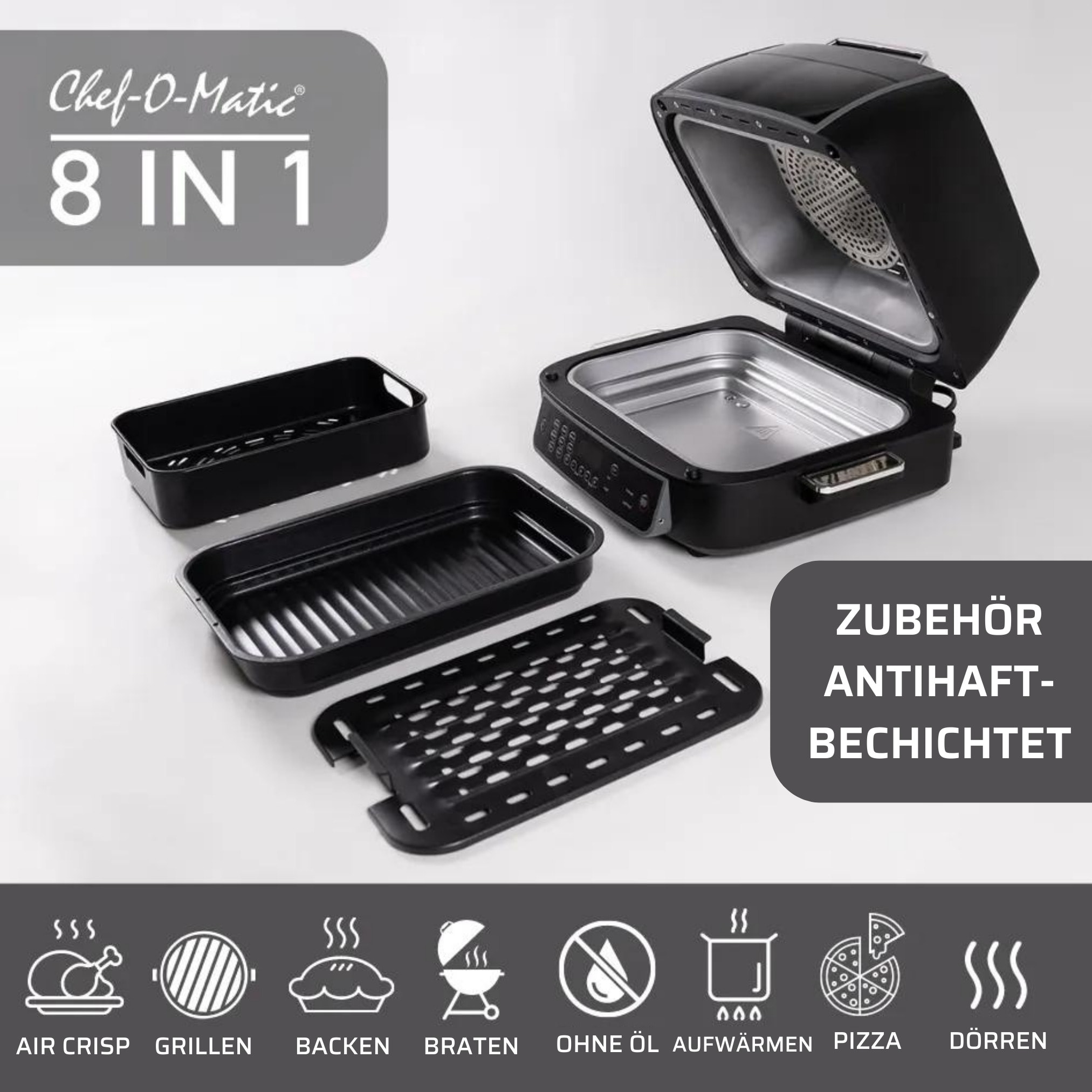 BEPER Multifunktions-Heißluftfritteuse – 8 Programme Für Gesundes Kochen!