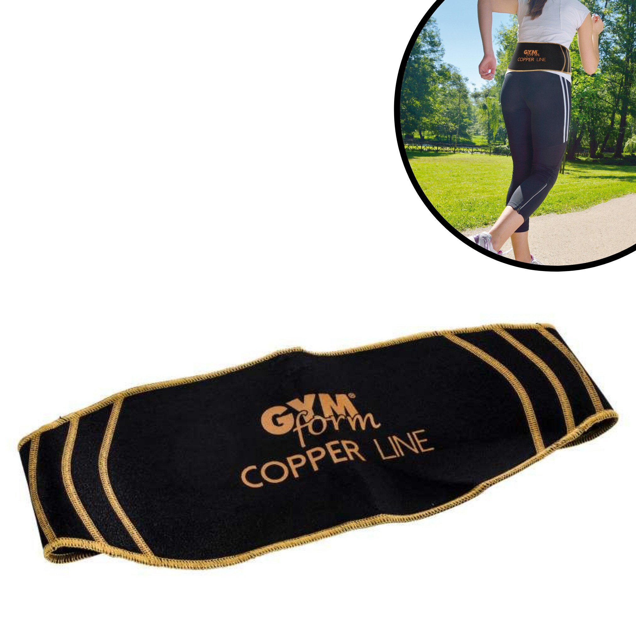 Gymform&reg; Lendenbandage - R&uuml;ckenbandage - Bandage R&uuml;cken Copper Line Back 