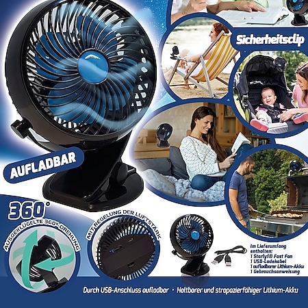 Starlyf® Mini Akku Ventilator - Miniventilator Fast Fan bei