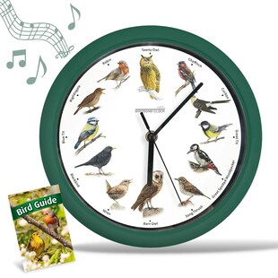 Starlyf® Wanduhr - Uhr mit natürlichen Vogelstimmen Birdsong Clock 