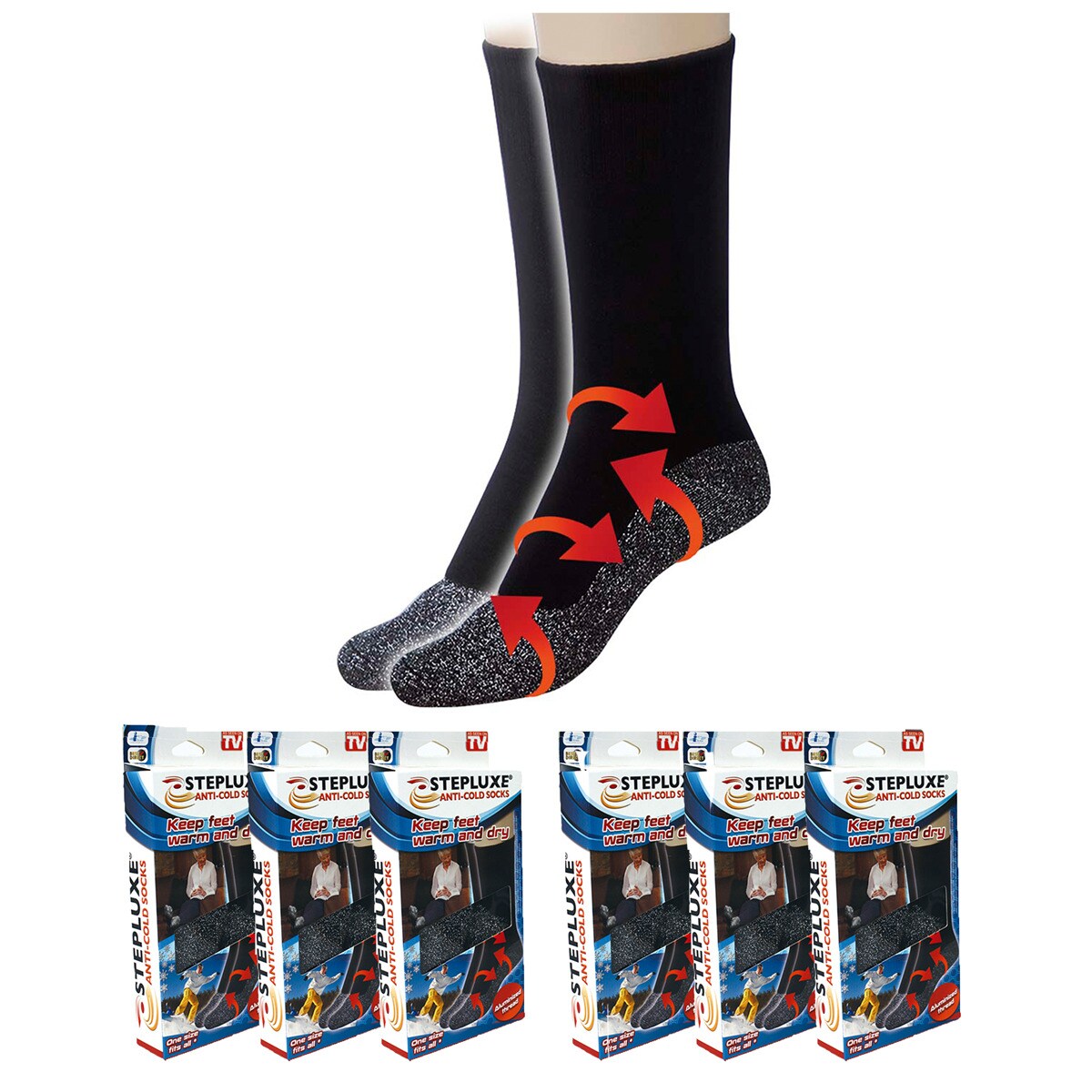 Best Direct&reg; Thermosocken mit Aluminiumfaser - Wintersocken Stepluxe Anti Cold Socks 6er Pack 