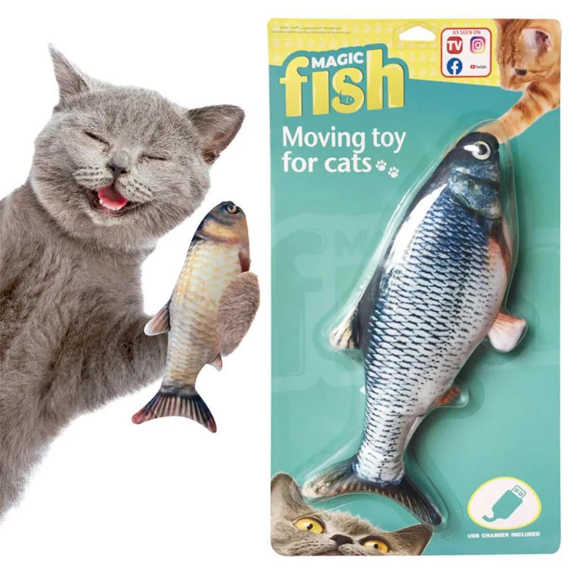 Best Direct&reg; Katzenspielzeug zappelnder Fisch mit Katzenminze Magic Fish 