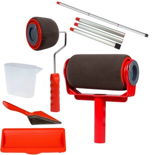 Best Direct® befüllbarer Farbroller - Kantenroller, Teleskopstange Paint Racer set + Pole 