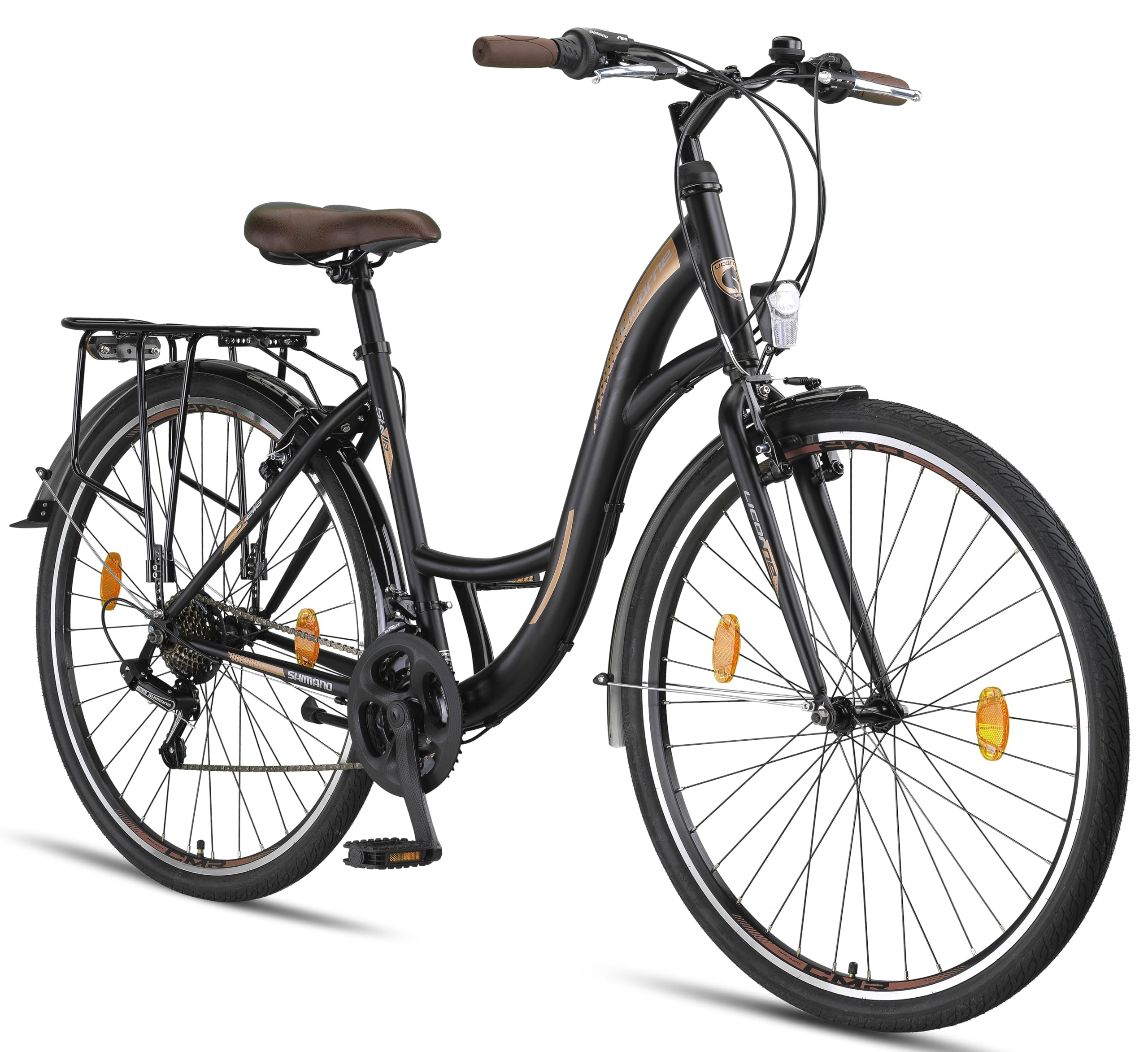 Licorne Bike Stella Premium City Bike 20,24,26 und 28 Zoll Fahrrad f&uuml;r M&auml;dchen Herren und Damen 21 Gang (6 Gang bei 20 Zoll) Holland Citybike Farbe:Schwarz;Zoll:28 