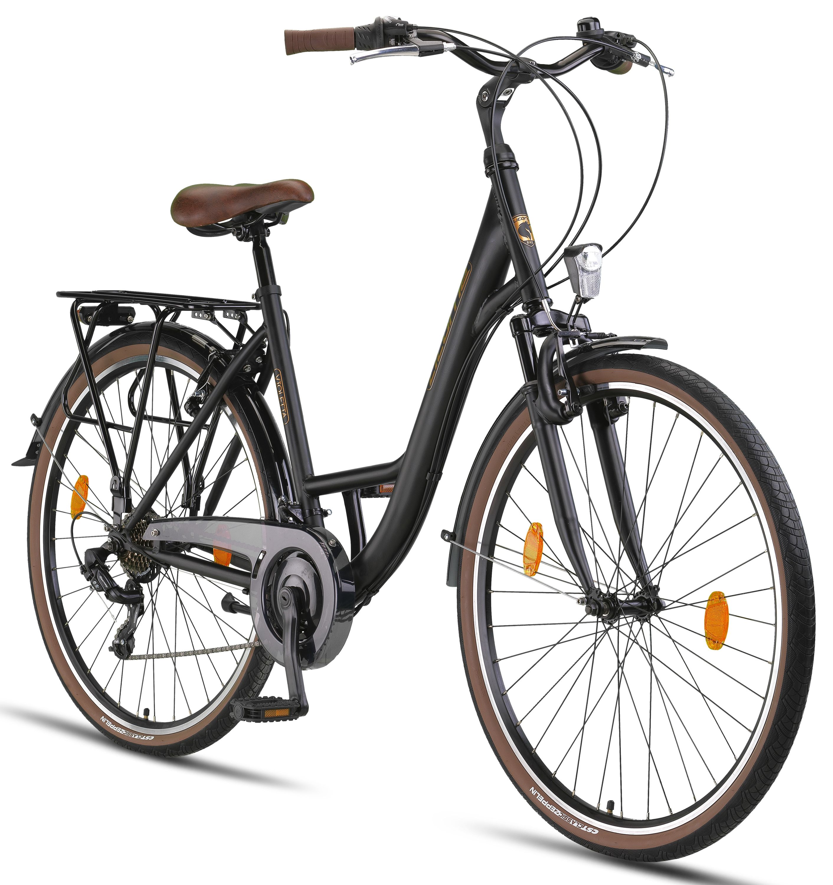 Licorne Bike Violetta Premium City Bike in 28 Zoll - Fahrrad f&uuml;r M&auml;dchen, Jungen, Herren und Damen - Shimano 21 Gang-Schaltung - Hollandfahrrad Farbe:Antrasit;Zoll:28.00 