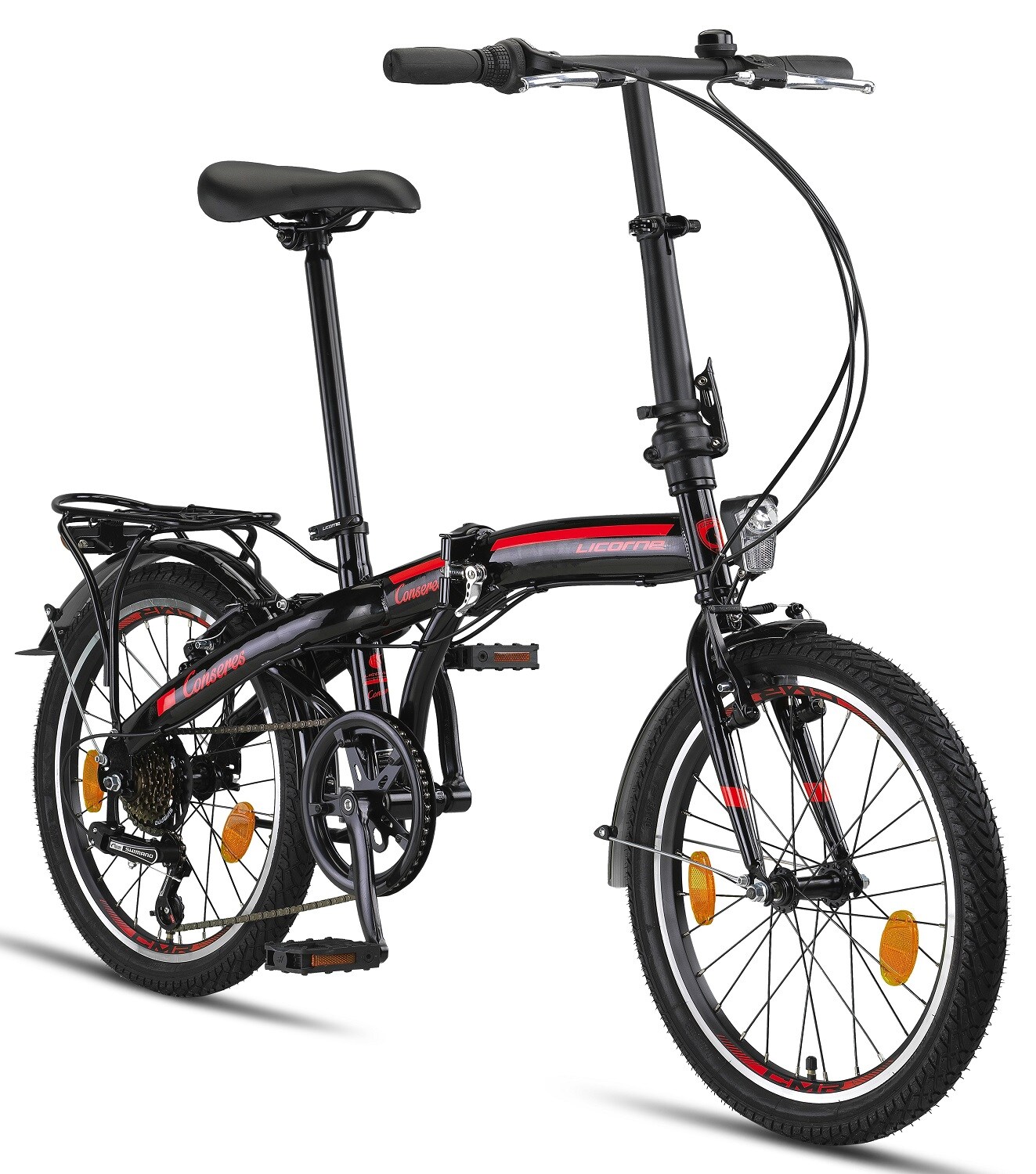 Licorne Bike Conseres Premium Falt Bike in 20 Zoll - Fahrrad für Herren, Jungen, Mädchen und Damen - Shimano 6 Gang-Schaltung - Hollandfahrrad  Zoll:20;Farbe:Schwarz/Rot