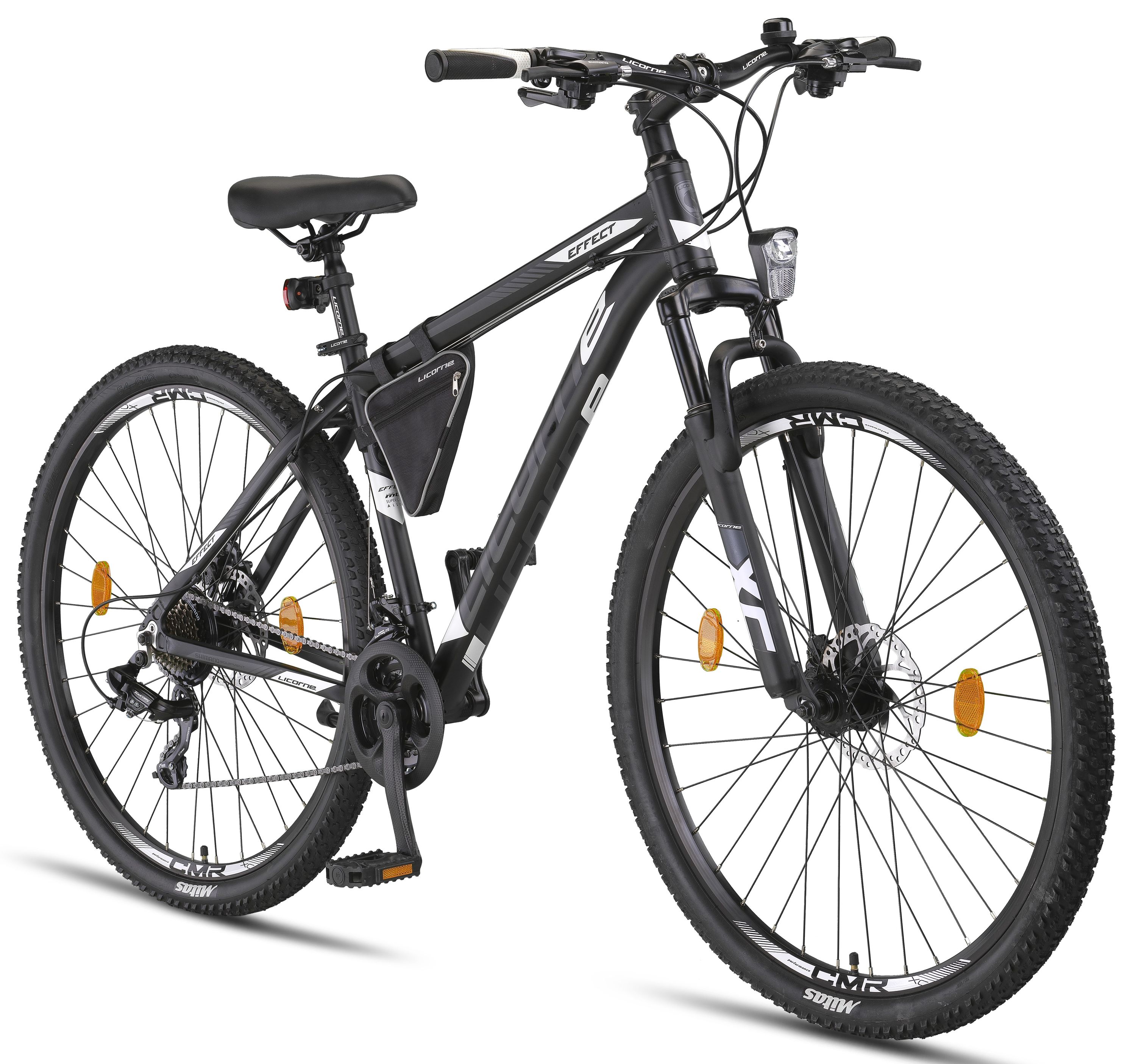 Licorne Bike Effect Premium Mountainbike in 26, 27,5 und 29 Zoll - Fahrrad f&uuml;r Jungen, M&auml;dchen, Herren und Damen - Shimano 21 Gang-Schaltung - Herrenrad Farbe:Schwarz/Wei&szlig; (2xDisc-Bremse);Zoll:29.00 