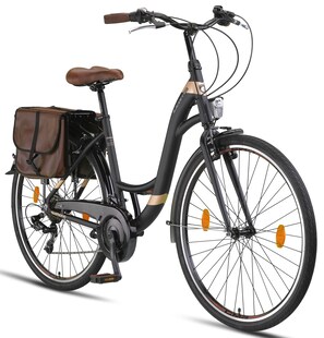 Licorne Bike Stella Plus Premium City Bike in Zoll Aluminium Fahrrad für Mädchen, Jungen, Herren und Damen - 21 Gang-Schaltung - Hollandfahrrad  Farbe:Schwarz;Größe:28 Zoll 