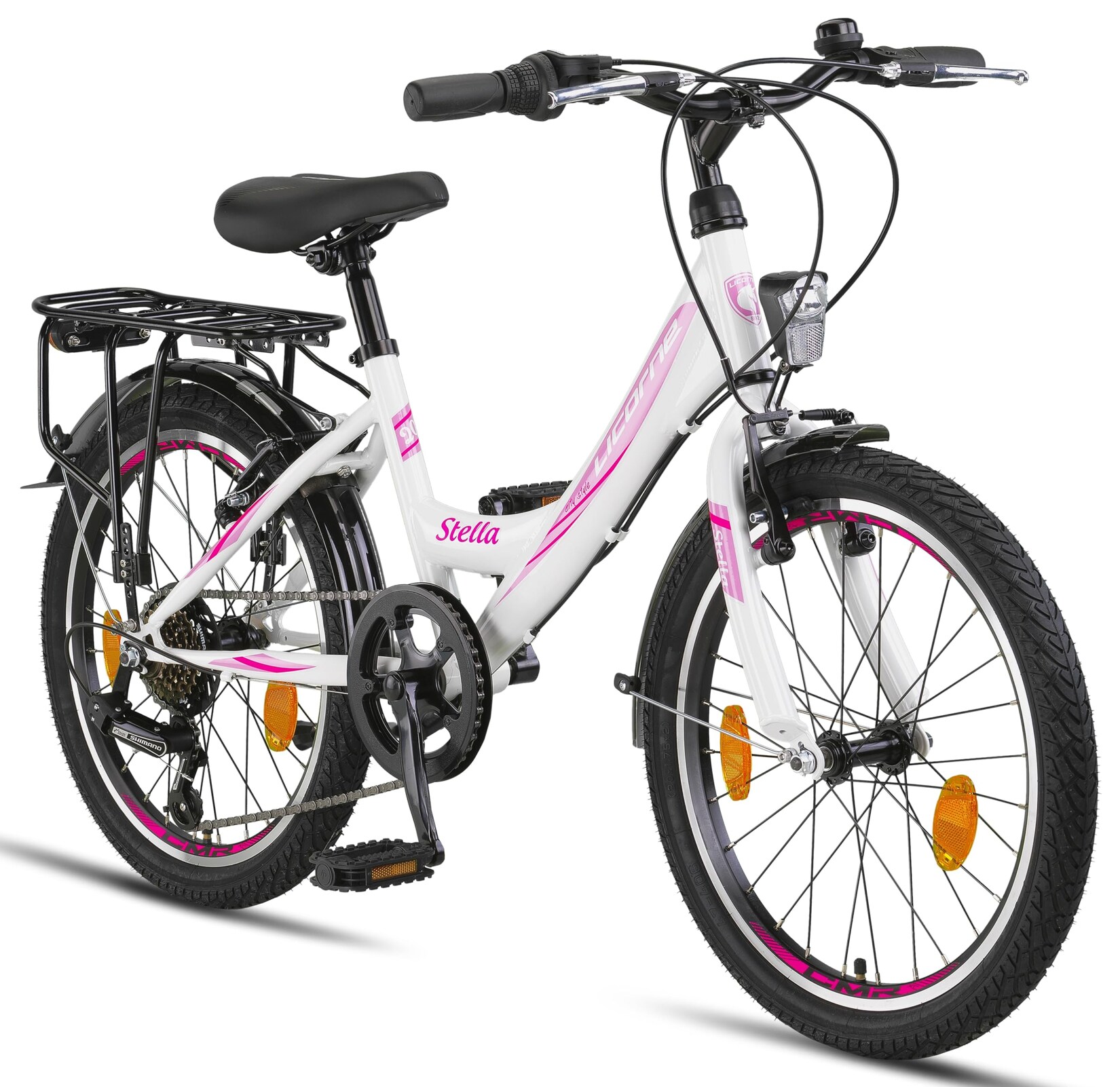Licorne Bike Stella Premium City Bike 20,24,26 und 28 Zoll Fahrrad für Mädchen Herren und Damen 21 Gang (6 Gang bei 20 Zoll) Holland Citybike Zoll:20;Farbe:Weiss