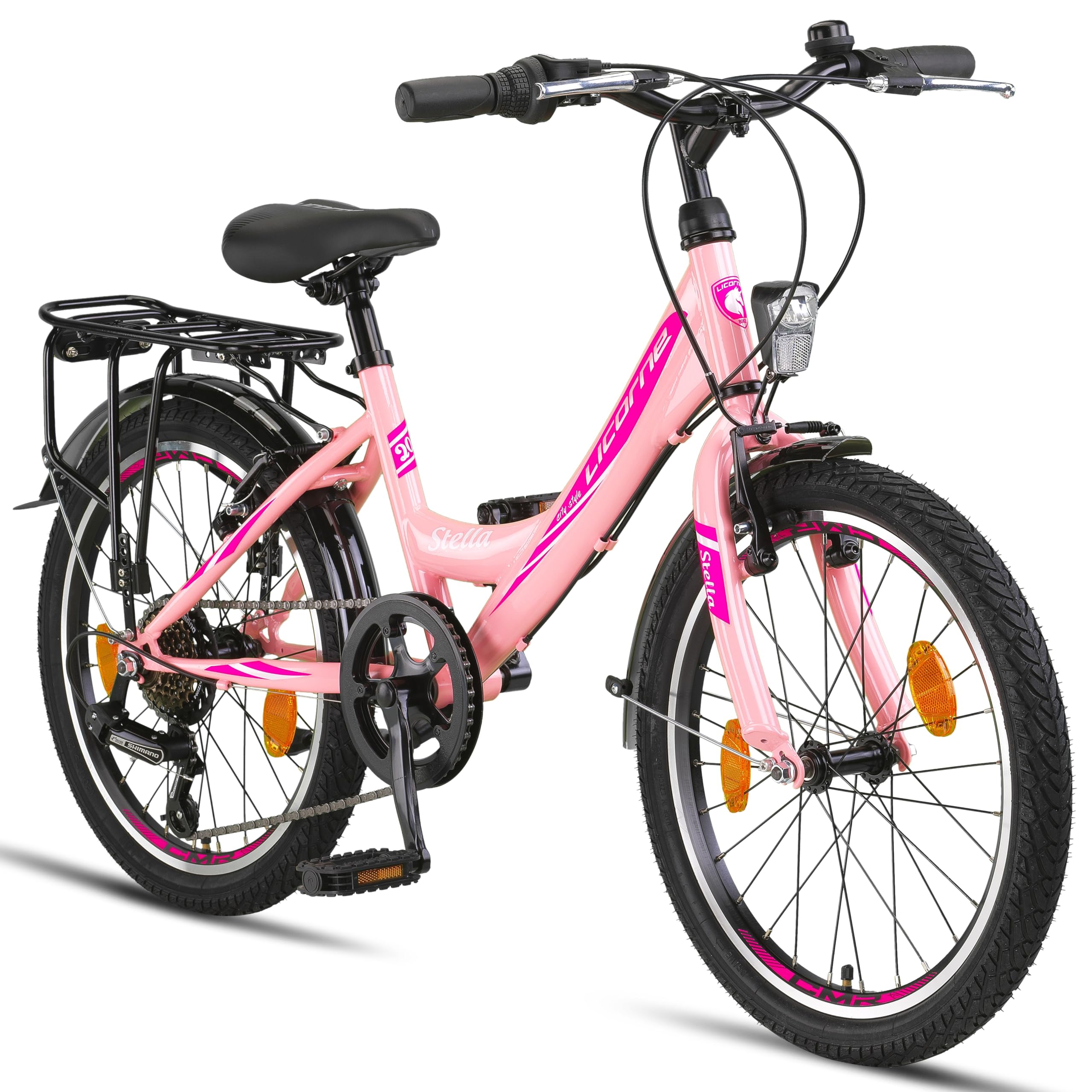 Licorne Bike Stella Premium City Bike 20,24,26 und 28 Zoll Fahrrad f&uuml;r M&auml;dchen Herren und Damen 21 Gang (6 Gang bei 20 Zoll) Holland Citybike Zoll:20;Farbe:Rosa 