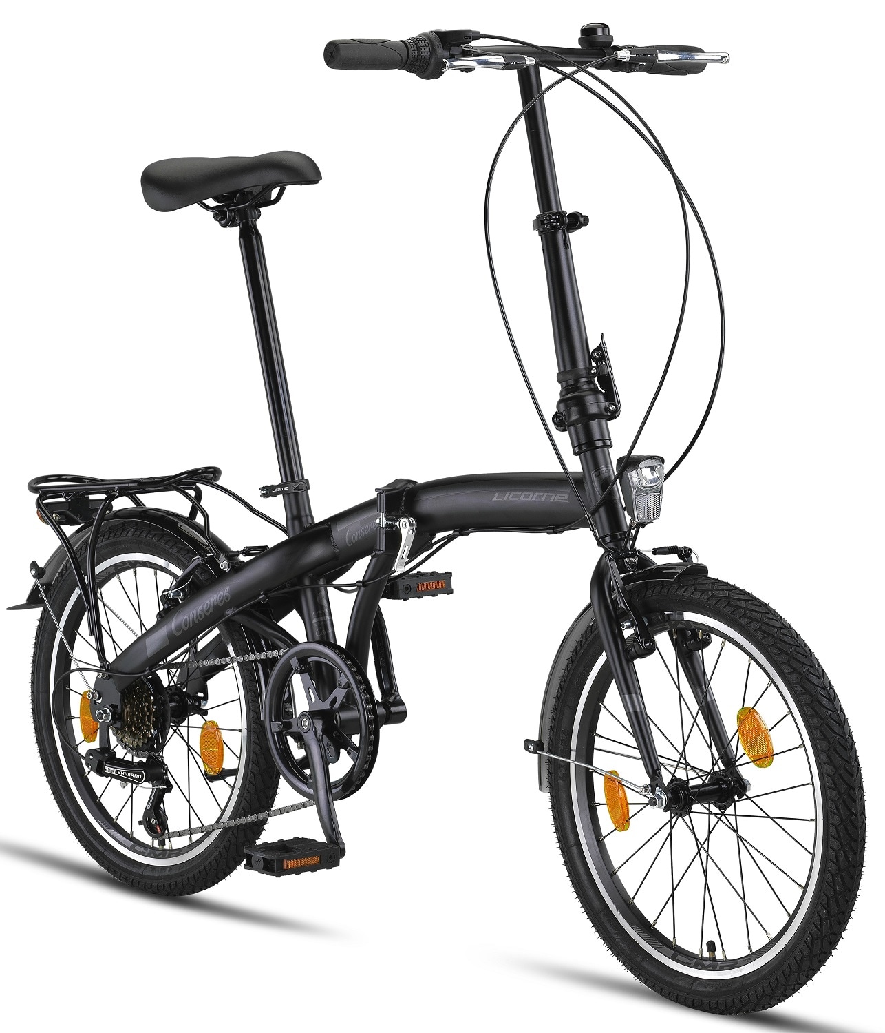 Licorne Bike Conseres Premium Falt Bike in 20 Zoll - Fahrrad f&uuml;r Herren, Jungen, M&auml;dchen und Damen - Shimano 6 Gang-Schaltung - Hollandfahrrad  Zoll:20;Farbe:Schwarz 