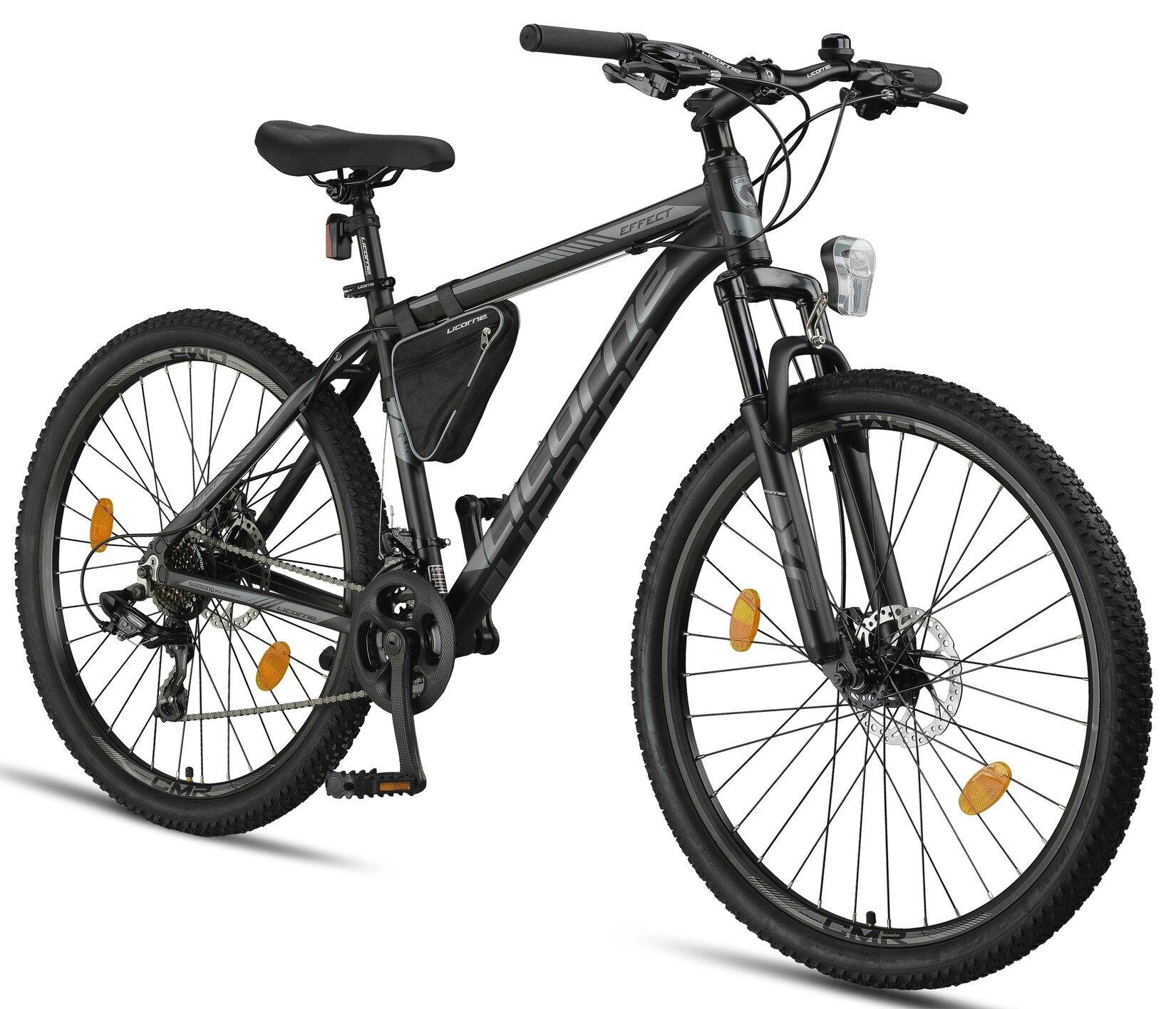 Licorne Bike Effect Premium Mountainbike in 26, 27,5 und 29 Zoll - Fahrrad für Jungen, Mädchen, Herren und Damen - Shimano 21 Gang-Schaltung - Herrenrad Zoll:27.5;Farbe:Schwarz/Anthrazit (2xDisc-Bremse)