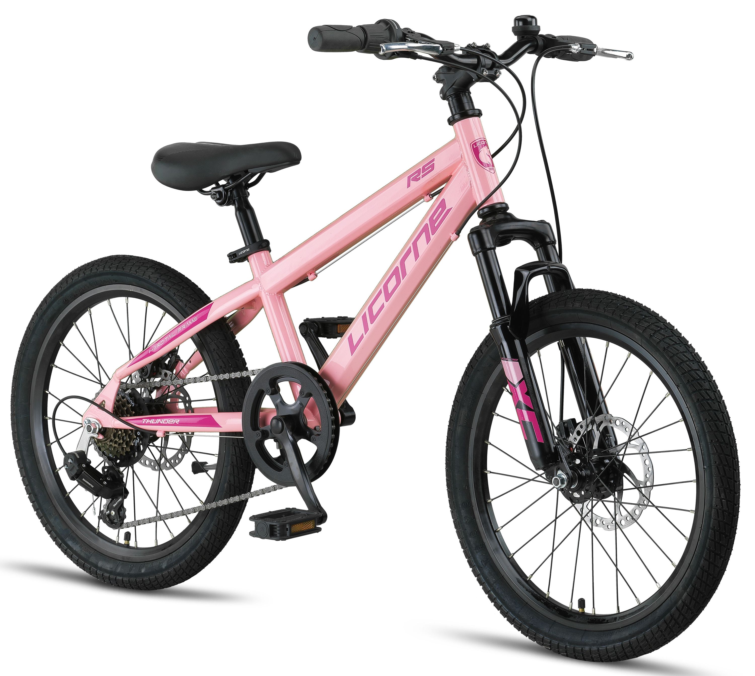 Licorne Bike Thunder Premium Mountainbike in 20, 24, 26, 27.5 und 29 Zoll Fahrrad f&uuml;r M&auml;dchen Jungen Herren und Damen Discbremse Farbe:Rosa;Gr&ouml;&szlig;e:20 Zoll 