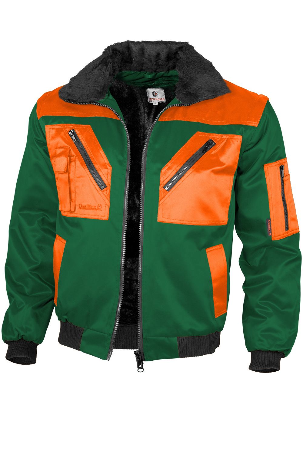 QUALITEX HIGH QUALITY WORKWEAR Pilotenjacke pilotenjacke gr&uuml;n/orange Damen: 44 Herren: L 