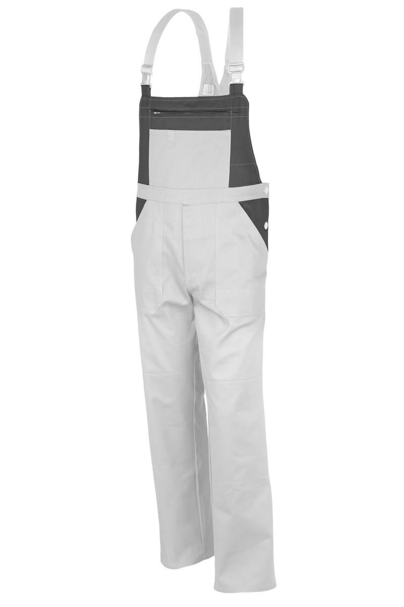 QUALITEX HIGH QUALITY WORKWEAR Latzhose basic 2-farbig weiss/grau Damen: 42 Herren: 48