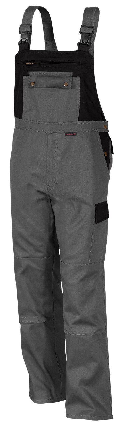 QUALITEX HIGH QUALITY WORKWEAR Latzhose image mittelgrau/schwarz Damen: 54 Herren: 60