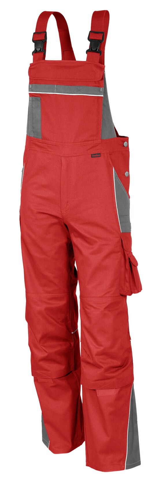 QUALITEX HIGH QUALITY WORKWEAR Latzhose PRO rot/grau Damen: 48 Herren: 54