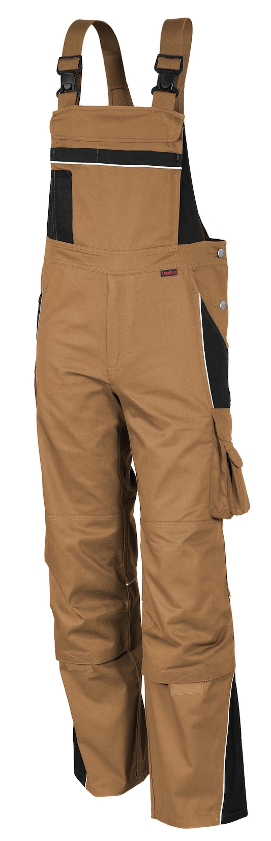 QUALITEX HIGH QUALITY WORKWEAR Latzhose PRO khaki/schwarz Damen: 62 Herren: 68