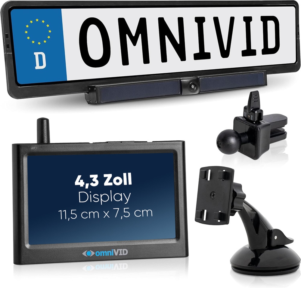 omniVID Solar4 Kabelloses Solar-R&uuml;ckfahrvideosystem 