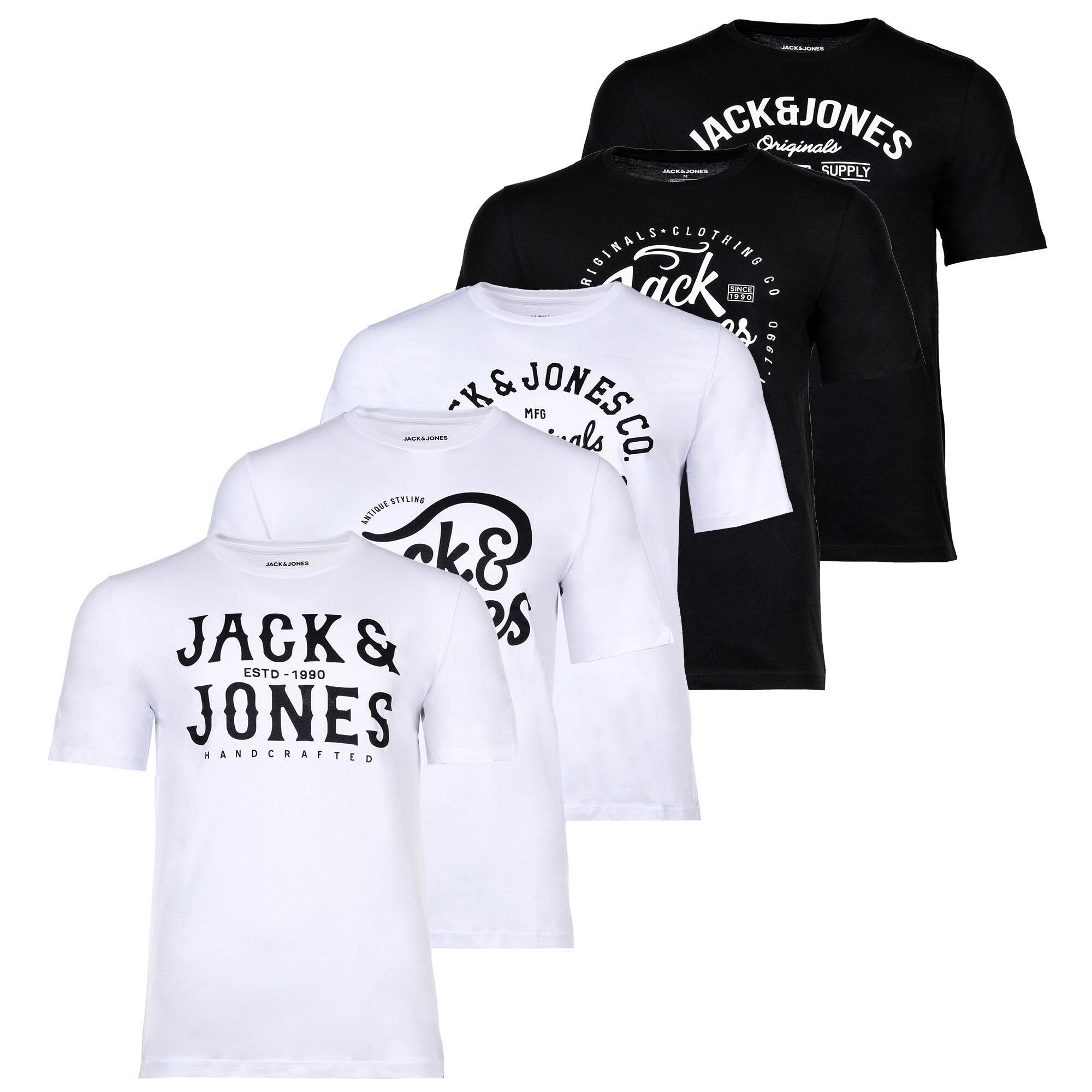 JJLEOGRA TEE CREW NECK 5PK Herren T-Shirt 