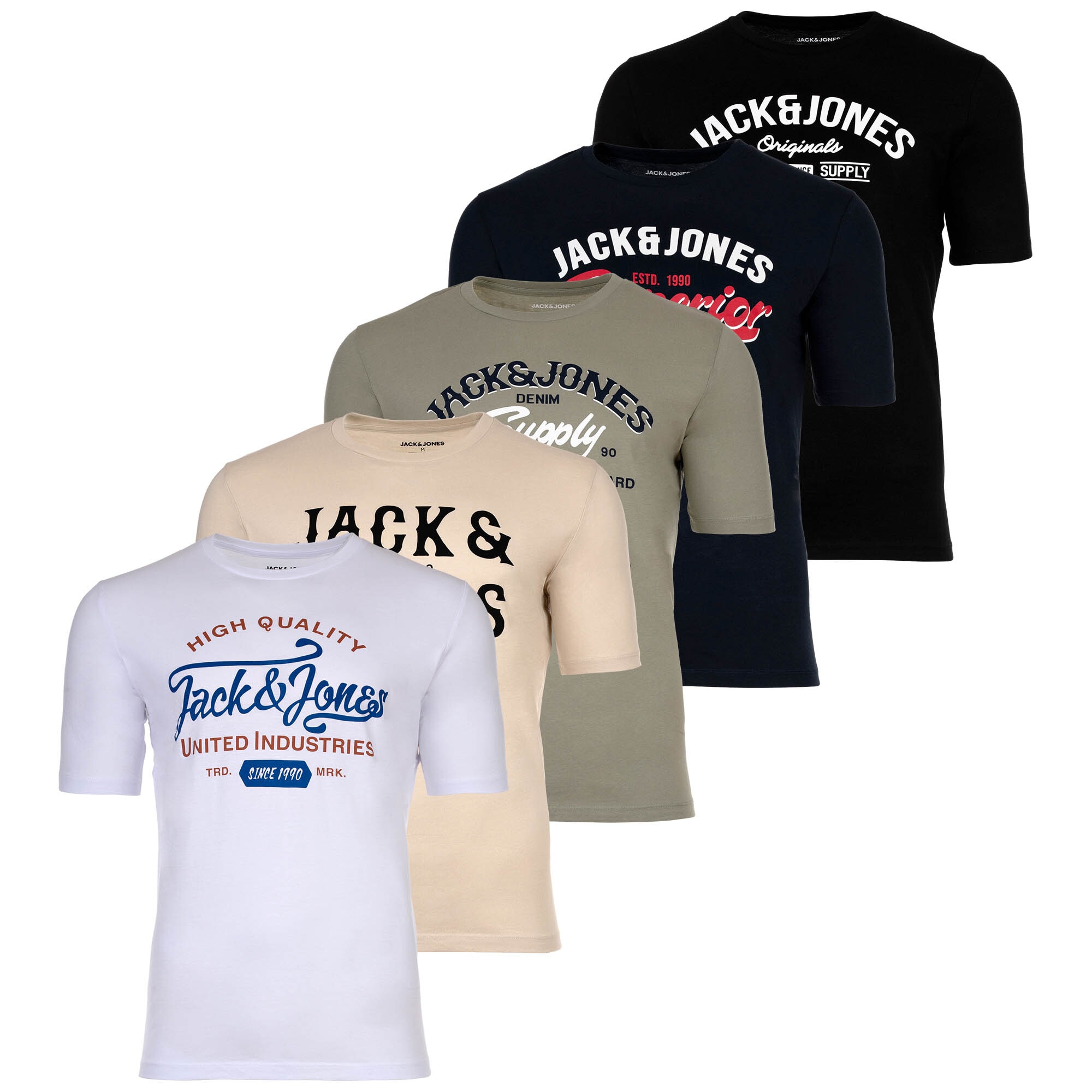 JJLEOGRA TEE CREW NECK 5PK Herren T-Shirt 