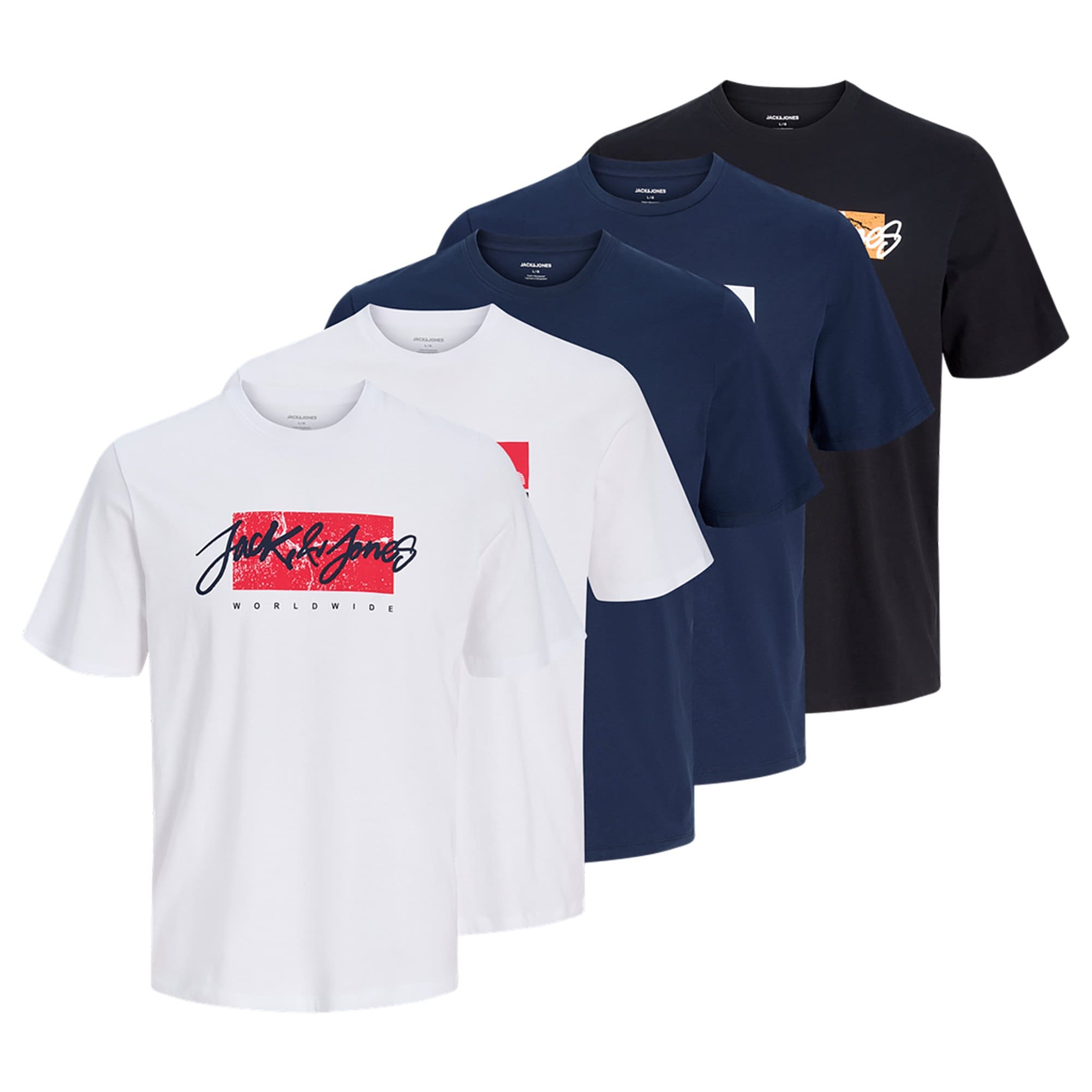 JJTILEY JJNOLAN TEE SS CREW NECK 5PK MP Herren T-Shirt Mehrfarbig 