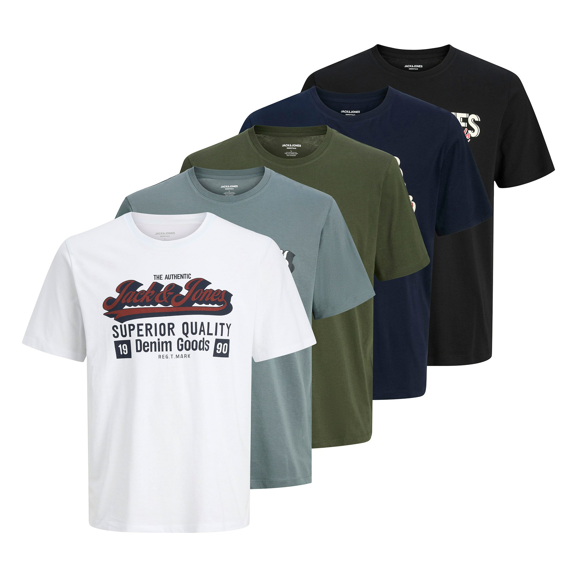 JJELOGO TEE O-NECK 5PK Herren T-Shirt 