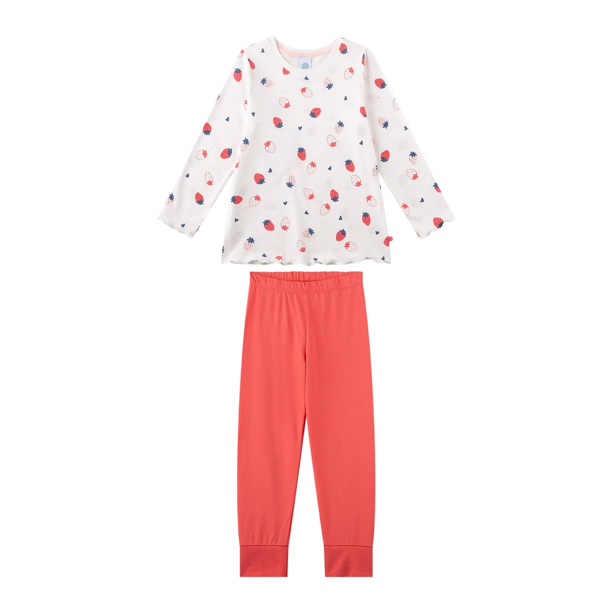 Schlafanzug Erdbeeren Pyjama Kids lang M&auml;dchen Pyjama 