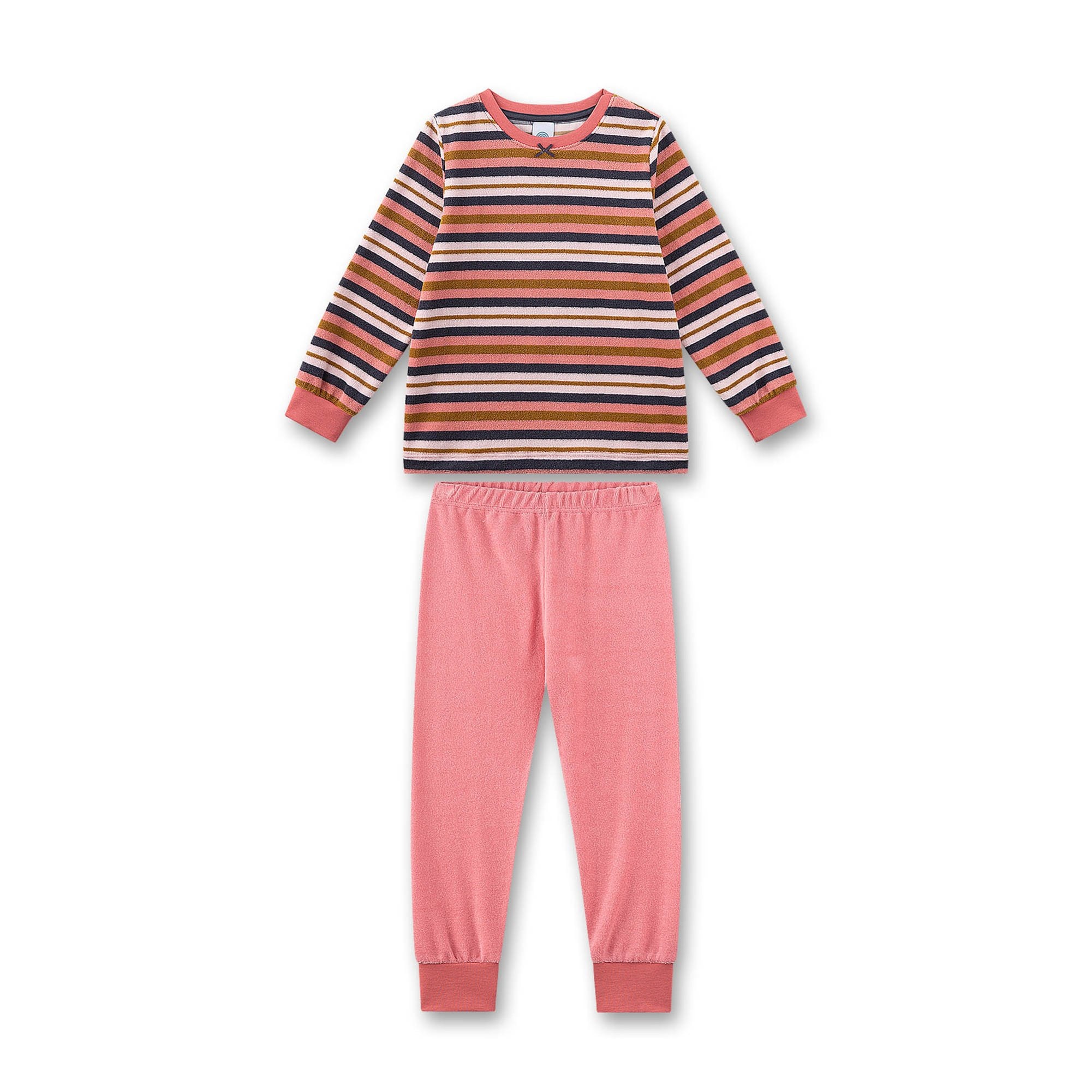 Pyjama Streifen lang Frottee M&auml;dchen Pyjama 