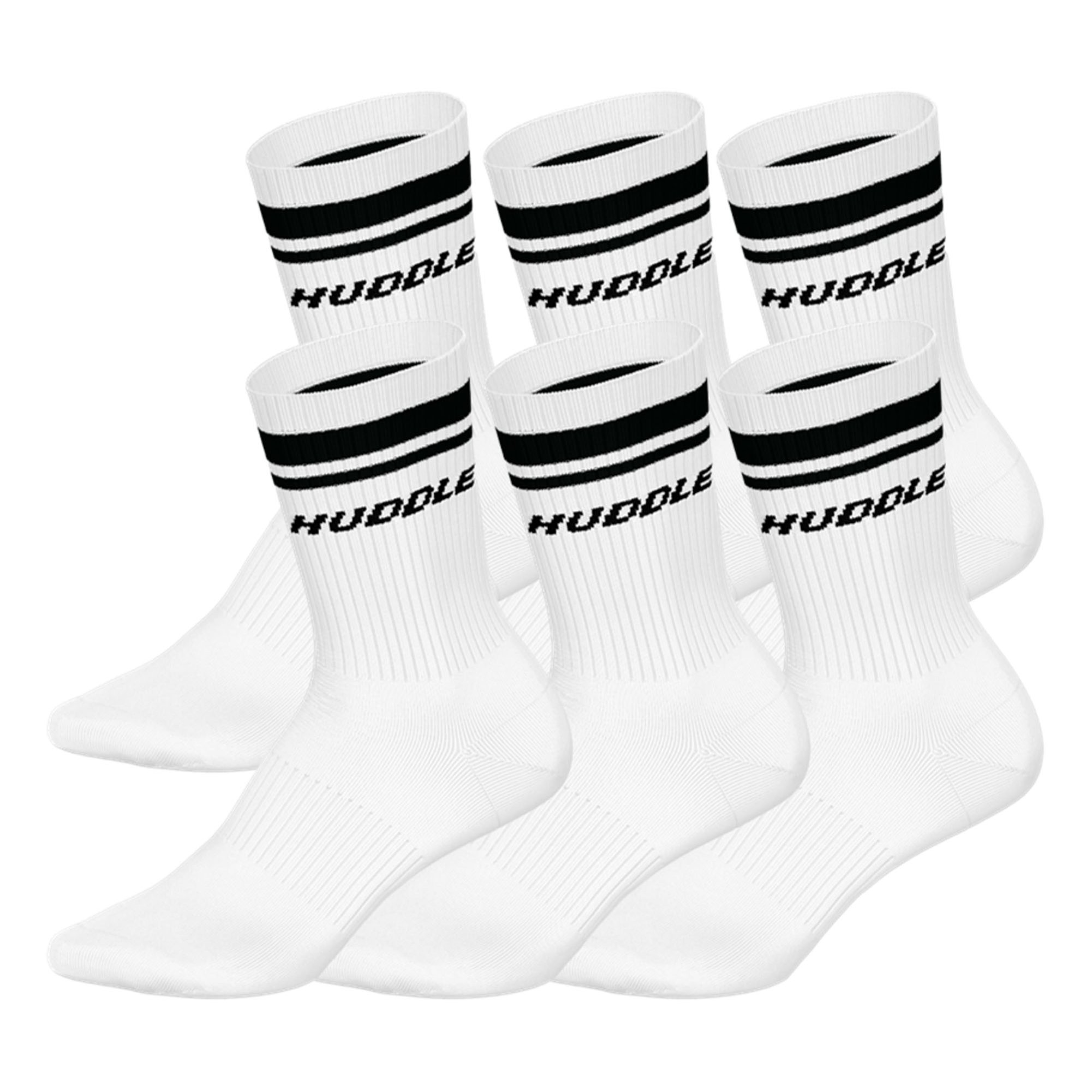 HUDDLE 6pk Crew Socks Double Stripe Unisex Socken 