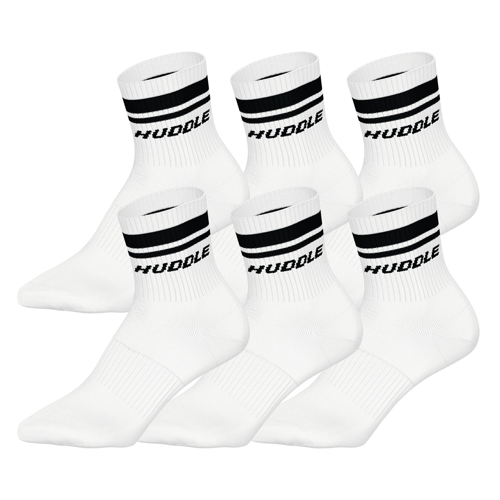 HUDDLE 6pk Short Crew Socks Double Stripe Unisex Socken 