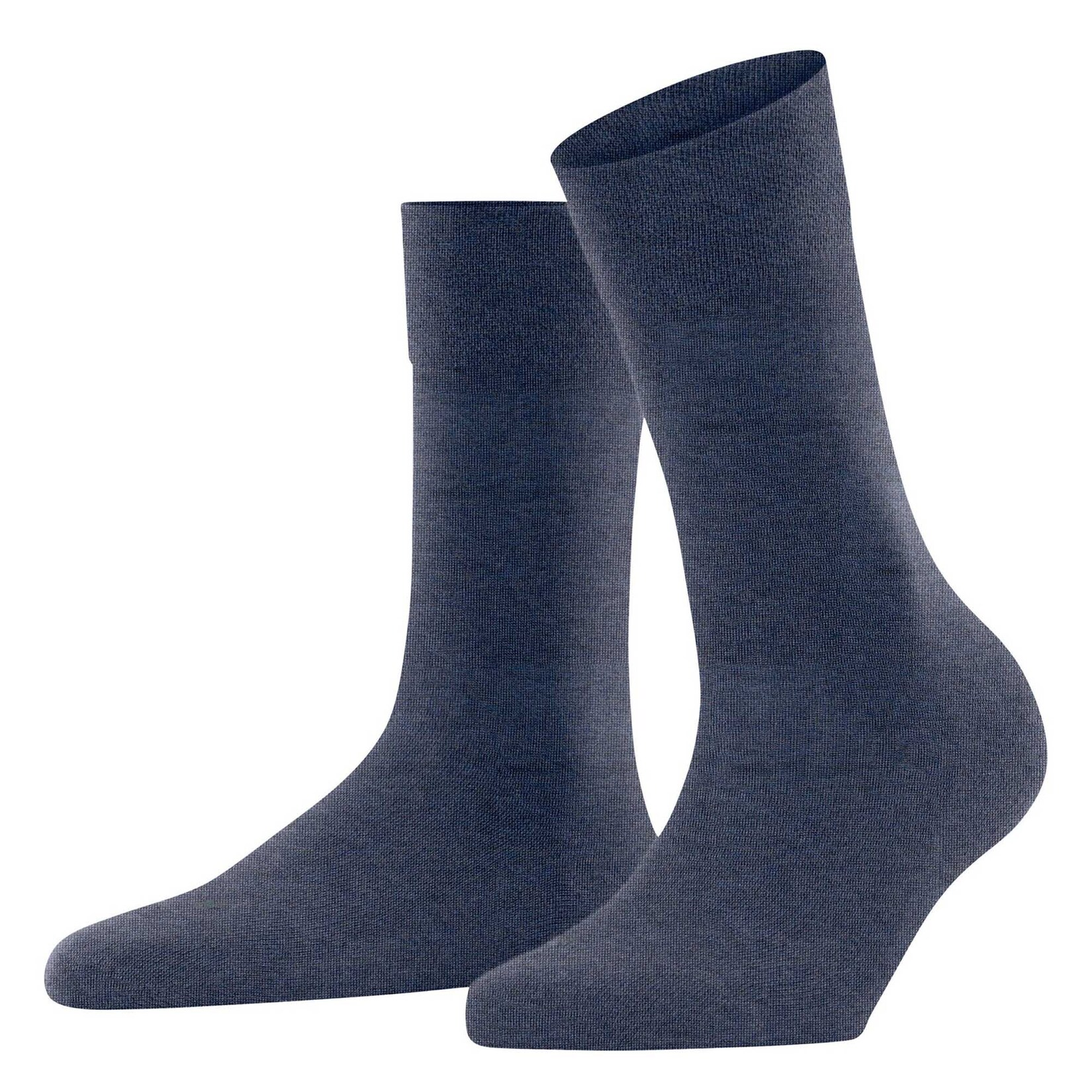 Women's 1 Pair Falke Sensitive London Left And Right Comfort Cuff Cotton Socks Dark Blue Melange 5.5-8 Women's