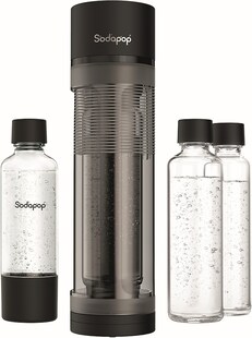 SODAPOP Wassersprudler Logan matt schwarz, 1x 850ml + 1x 600ml Glas + 1x 850ml PET, OHNE CO² Zylinder 