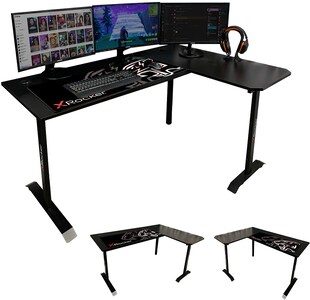 XROCKER Panther XL Ambi - Gaming Eckschreibtisch mit Mousepad & wechselseitiger Montage 